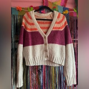 American Eagle multi colored button up sweater